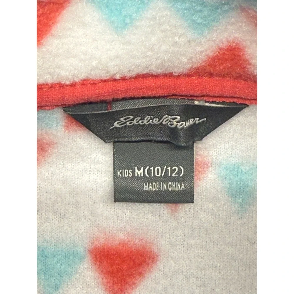 Eddie Bauer Fleece Quarter Zip Pullover‎ Geometric Triangle Kids M 10/12